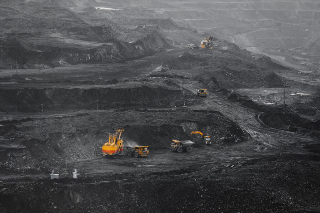 Coal mining at an open pit